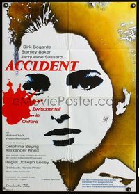 4d032 ACCIDENT German poster '67 Joseph Losey, written by Harold Pinter, sexy Jacqueline Sassard!