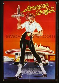 4d036 AMERICAN GRAFFITI German poster '73 George Lucas teen classic, it was the time of your life!