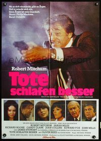 4d047 BIG SLEEP German movie poster '78 cool image of Robert Mitchum as Philip Marlowe w/gun!