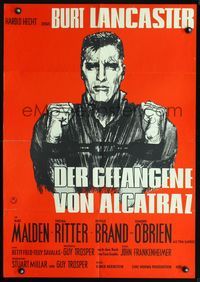 4d050 BIRDMAN OF ALCATRAZ German '62 cool art of Burt Lancaster, John Frankenheimer prison classic!