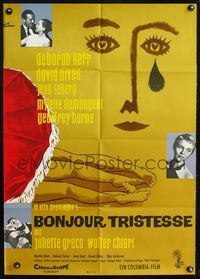 4d055 BONJOUR TRISTESSE German movie poster '58 Deborah Kerr, Jean Seberg, David Niven, cool art!