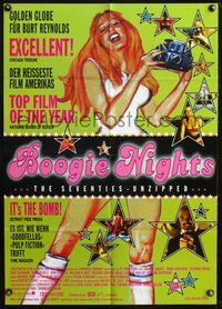 4d056 BOOGIE NIGHTS German poster '97 Mark Wahlberg as Dirk Diggler, cool art of Heather Graham!