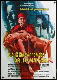 4d059 BRIDES OF FU MANCHU German '66 great art of Asian villain Christopher Lee by Ernst Litter!