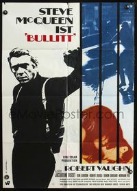 4d060 BULLITT German movie poster '69 great image of Steve McQueen, Peter Yates car chase classic!