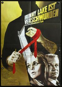 4d061 BUNNY LAKE IS MISSING German poster '65 Otto Preminger, really cool artwork of killer w/tie!