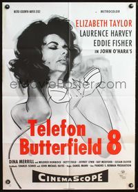 4d062 BUTTERFIELD 8 German movie poster R60s artwork of sexy callgirl Elizabeth Taylor!