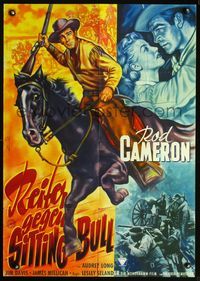 4d067 CAVALRY SCOUT German movie poster '51 cool Bonne art of Rod Cameron on horseback!