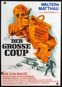 4d068 CHARLEY VARRICK German '73 cool Peltzer art, Walter Matthau in Don Siegel crime classic!