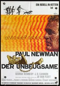 4d077 COOL HAND LUKE German poster '67 Paul Newman prison escape classic, cool art by Rolf Goezte!