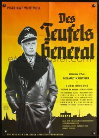 4d095 DEVIL'S GENERAL German '57 Des Teufels General, cool art of Curt Jurgens as Nazi officer!