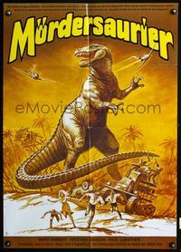 4d098 DINOSAURUS German movie poster R71 great artwork of battling prehistoric T-rex by K. Dill!