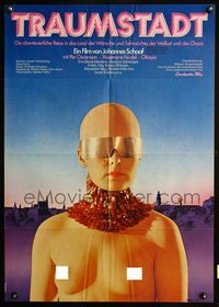4d103 DREAM CITY German poster '73 Johannes Schaaf's Traumstadt, wild topless girl in wacky shades!