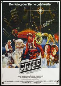 4d108 EMPIRE STRIKES BACK German poster '80 George Lucas sci-fi classic, cool different artwork!