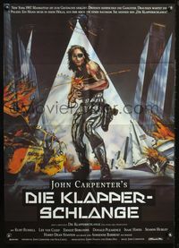 4d110 ESCAPE FROM NEW YORK rare style German '81 John Carpenter, cool different art of Kurt Russell!