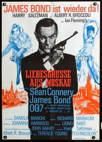4d130 FROM RUSSIA WITH LOVE style B German R70s Sean Connery is James Bond 007, really cool art!