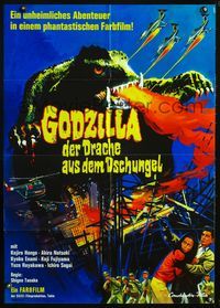 4d131 GAMERA VS. BARUGON German movie poster '66 cool Hoff art of rubbery monster on the attack!