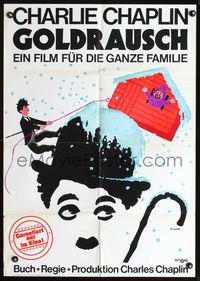 4d139 GOLD RUSH German movie poster R69 Charlie Chaplin classic, great art by Kouper!