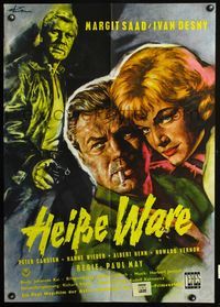 4d150 HEISSE WARE German movie poster '58 really cool Goetze art of Margit Saad & Ivan Desny!
