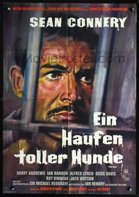 4d153 HILL German poster '65 directed by Sidney Lumet, great close-up art of Sean Connery by Branin!