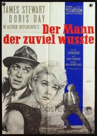 4d203 MAN WHO KNEW TOO MUCH German poster R61 cool Rolf Goetze art of Jimmy Stewart & Doris Day!
