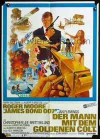 4d204 MAN WITH THE GOLDEN GUN German movie poster '74 Roger Moore as James Bond by Robert McGinnis!