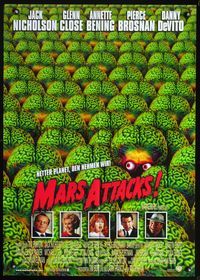 4d207 MARS ATTACKS! German movie poster '96 directed by Tim Burton, great image of alien brains!