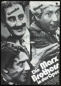 4d220 NIGHT AT THE OPERA German movie poster R70s close-ups of wacky Groucho, Chico, & Harpo Marx!