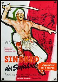 4d257 SINBAD THE SAILOR German movie poster R70s really cool artwork of Douglas Fairbanks Jr.!