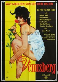 4d286 VENUSBERG German movie poster '63 sexy girl-with-rose artwork by Kessler!
