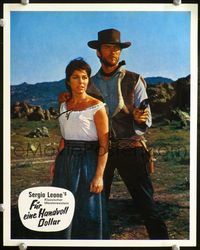 4e614 FISTFUL OF DOLLARS German movie lobby card R70s close-up of Clint Eastwood & Marianne Koch!