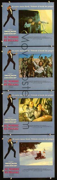 4e961 LIVING DAYLIGHTS 4 Mexican lobby cards '86 cool action images of Timothy Dalton as James Bond!