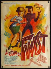 4e101 A RITMO DE TWIST Mexican poster '62 great art of dancing teens to rock & roll by Mendoza!