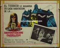 4e954 HOUSE THAT DRIPPED BLOOD Mexican movie lobby card '71 Christopher Lee, cool creepy artwork!