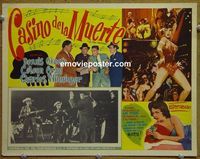 4e960 LAS VEGAS SHAKEDOWN Mexican lobby card '55 Dennis O'Keefe, cool artwork of sexy showgirls!