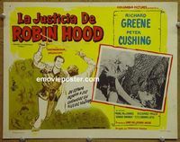 4e981 SWORD OF SHERWOOD FOREST Mexican lobby card '60 cool artwork of swordfighting Robin Hood!