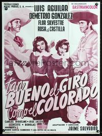 4e186 TAN BUENO EL GIRO COMO EL COLORADO Mexican poster R60s Renau art of two men serenading girls!
