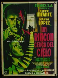 4e192 UN RINCON CERCA DEL CIELO Mexican movie poster '52 art of Pedro Infante & Marga Lopez by Francisco Diaz Moffitt!