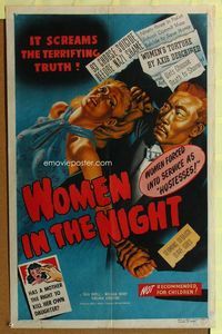 4e199 WOMEN IN THE NIGHT Mexican poster '48 art of Japanese man forcing women to work in a brothel!