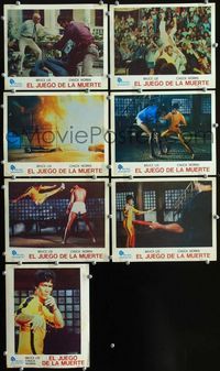 4e220 GAME OF DEATH 7 South American movie lobby cards '79 really cool action images of Bruce Lee!