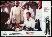 4e381 OCTOPUSSY Spanish movie lobby card '83 cool gambling image of Roger Moore as James Bond!