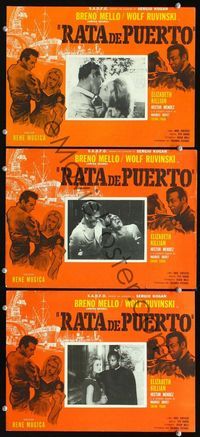 4e369 RATA DE PUERTO 3 Spanish movie lobby cards '63 Breno Mello, Wolf Ruvinsky, cool artwork!