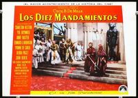 4e385 TEN COMMANDMENTS Spanish movie lobby card R70s Charlton Heston as Moses, Cecil B. DeMille!