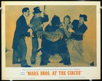 4f417 AT THE CIRCUS lobby card #1 R62 wacky image of 3 Marx Brothers saving pretty girl from ape!