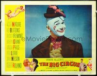 4f441 BIG CIRCUS lobby card #6 '59 great close up of Red Buttons smiling in full clown make up!