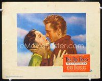 4f452 BIG TREES LC #7 '52 great romantic close up of Kirk Douglas & Eve Miller about to kiss!