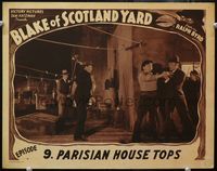 4f462 BLAKE OF SCOTLAND YARD chap 9 LC '37 serial, man on rooftop is grabbed by Ralph Byrd, cool art