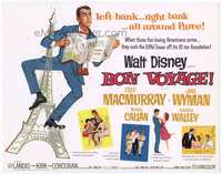 4f039 BON VOYAGE title card '62 Walt Disney, great wacky art of Fred MacMurray on Eiffel Tower!