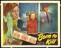 4f477 BORN TO KILL LC #6 '46 Lawrence Tierney holds poker on other side of door from Isabel Jewell!