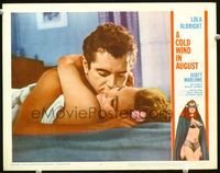 4f515 COLD WIND IN AUGUST LC #6 '61 sexy half-dressed Lola Albright in bed with Scott Marlowe!