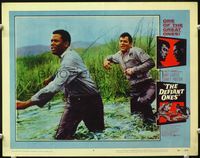 4f541 DEFIANT ONES LC #3 '58 escaped cons Tony Curtis & Sidney Poitier escaping together in swamp!